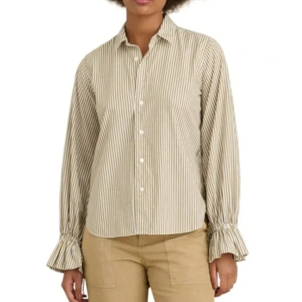 Alex Mill Wash & Go Womens Blouse Small Cotton Button Collar Nautical Pirate